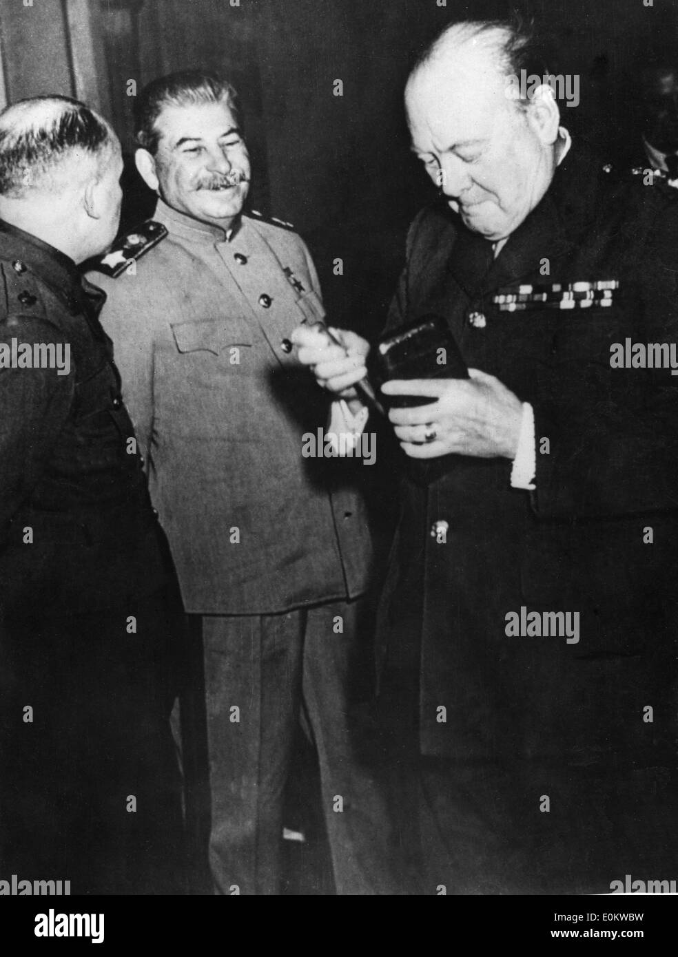 Sir Winston Churchill with Joseph Stalin Stock Photo