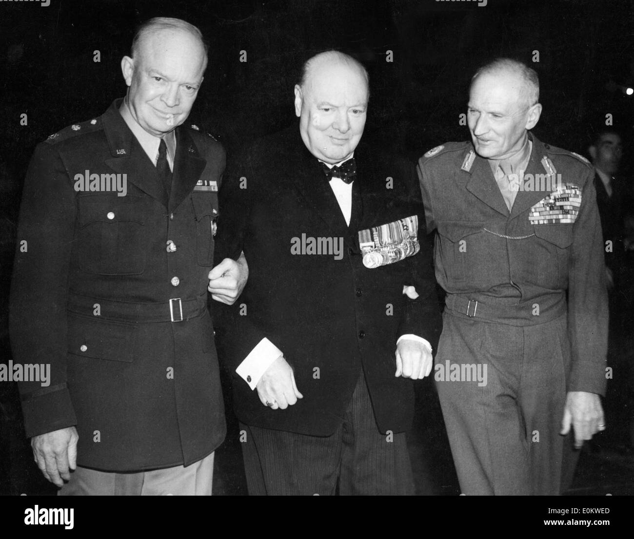 President Eisenhower and Sir Winston Churchill meeting Stock Photo