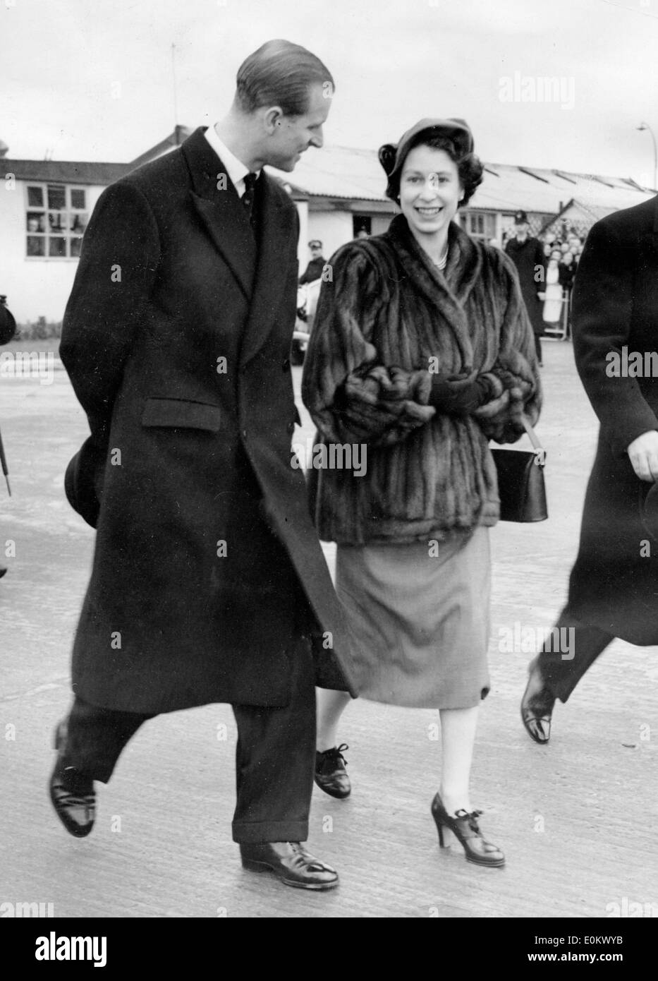 Queen Elizabeth II and Prince Philip on a walk Stock Photo