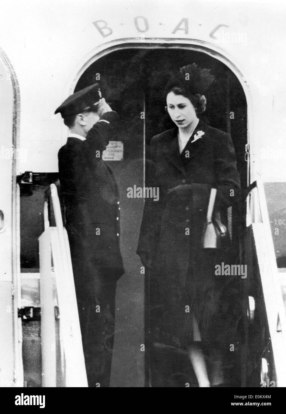 Elizabeth II arrives in London to be proclaimed Queen Stock Photo