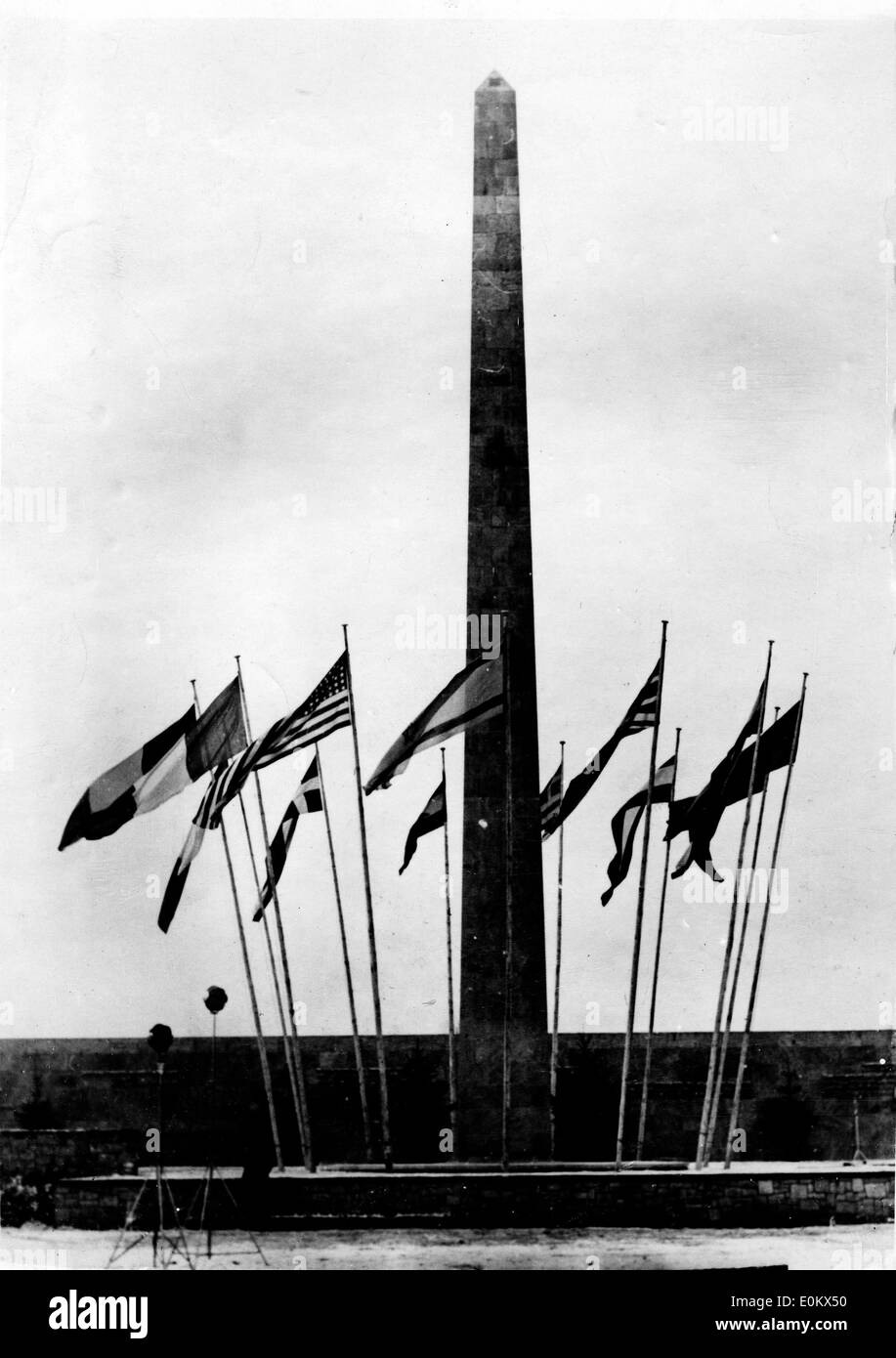 Memorial service being held at Bergen Belsen Concentration Camp Stock Photo