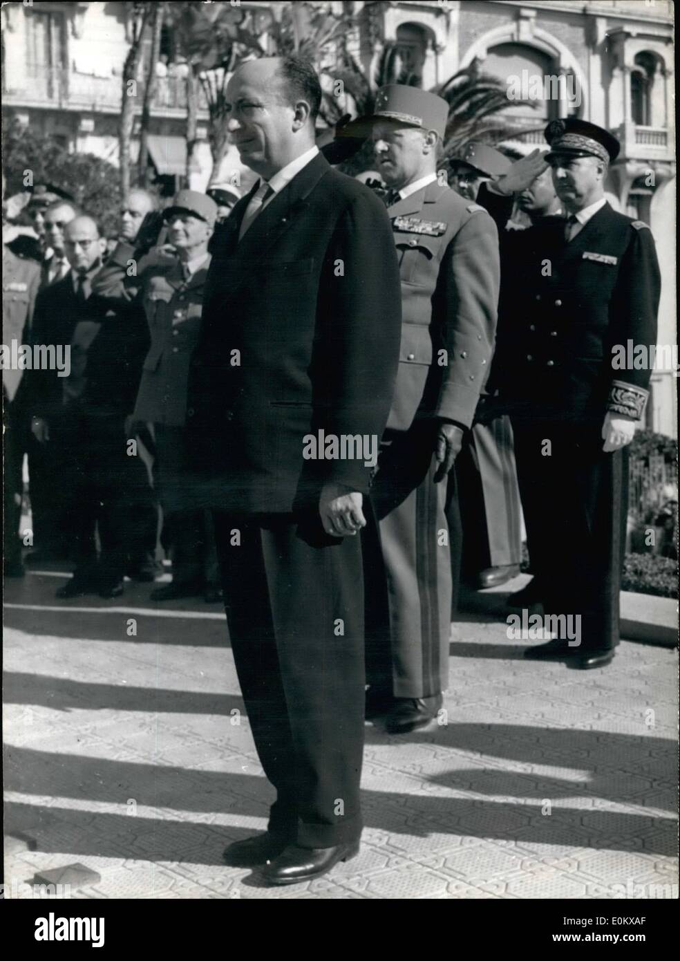 Nov. 11, 1950 - Algeria: Jean Morin takes over: Jean Morin who succeeds M. Delouvrier as Government's delegate general to Algeria took over yesterday. M. Jean Morin (foreground) pictured during the ceremony at the war memorial in Algiers yesterday. Stock Photo