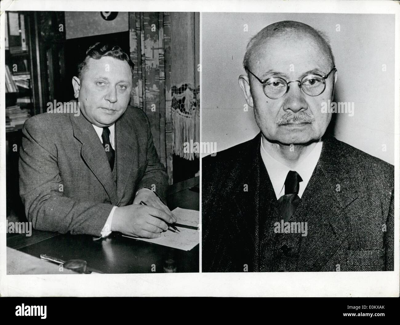 Nov. 11, 1950 - Nobel Prize for two German Scientists! The high honor of the 1950 Nobel Prize for Chemistry was awarded to two German scientists: Prof. Dr. Otto Diels, for his work in organic chemistry, and to Prof. Dr. Kurt Alder, who specialized in experimental chemist Stock Photo