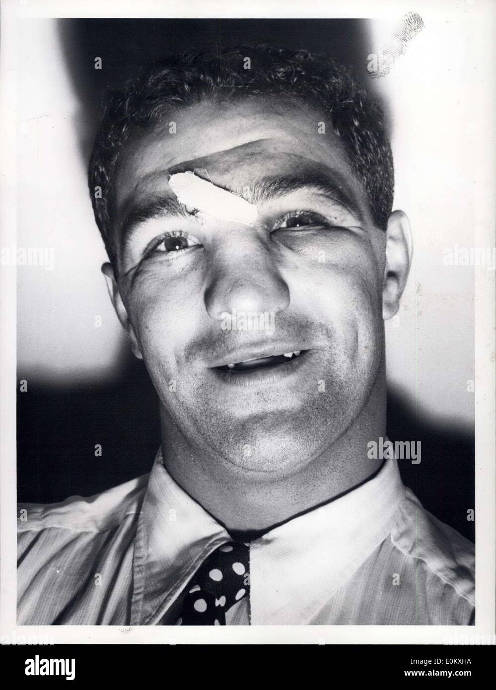 Sep. 26, 1952 - New Heavy Weight ''Champ'' New York, N.Y.: Rocky Marciano relaxing at the Belmont Plaza Hotel, N.Y. after knocking out Joe Walcott at Phila. Stock Photo