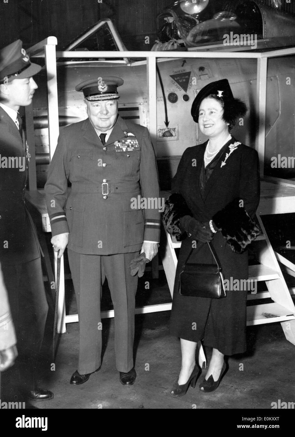 Sir Winston Churchill with Queen Mom Stock Photo