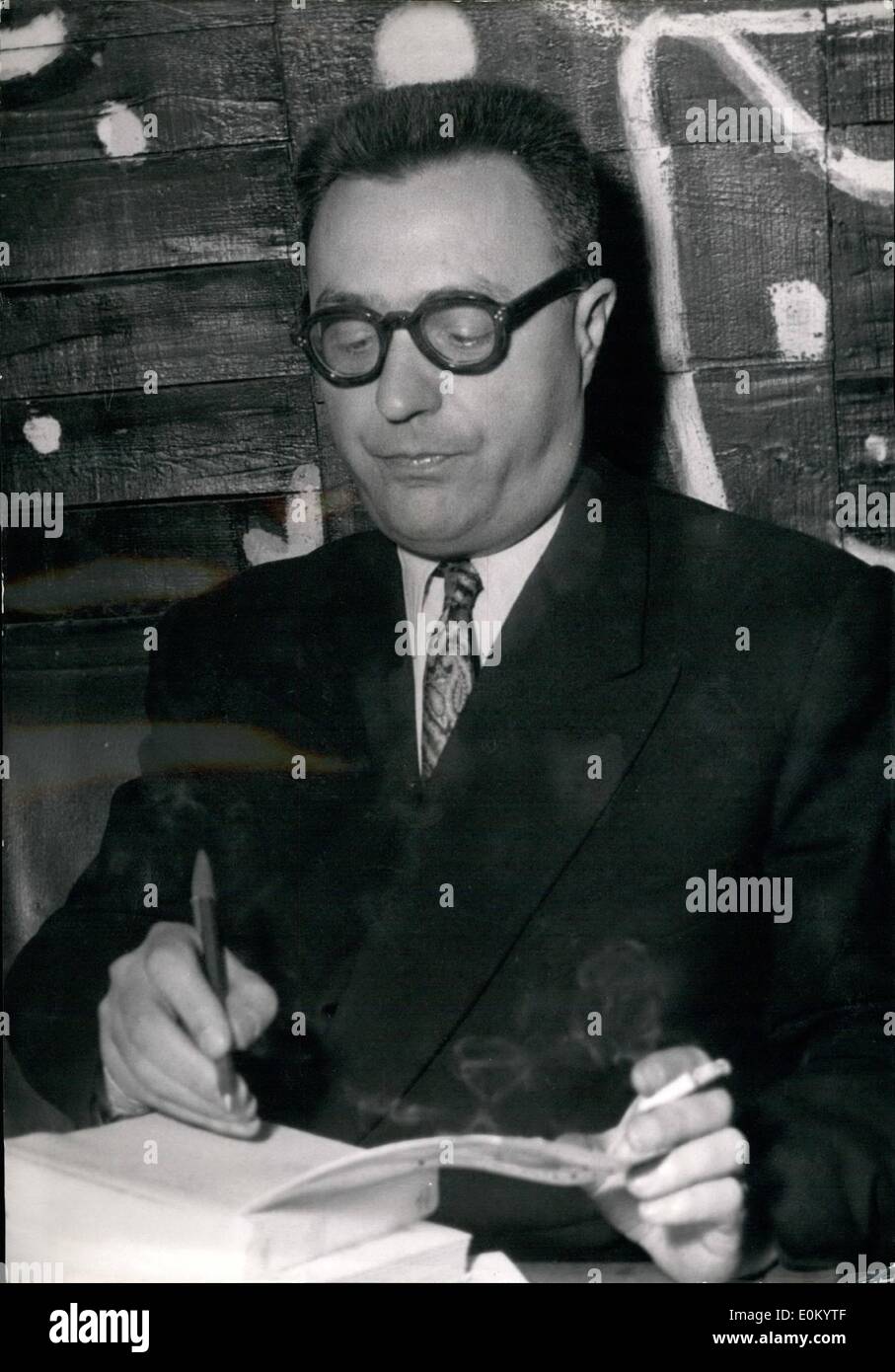 Dec. 12, 1952 - OFFICIAL GETS LITTERARY PRIZE FOR NOVEL MR. GOGER ROBINIAUX, SUB-PREFECT AT SAINT-FLOUR, WHP WAS AWARDED THE TABOU PRIZE FOR HIS NOVEL ''THE VIRTUES OF CRABON CRAGUES' Stock Photo