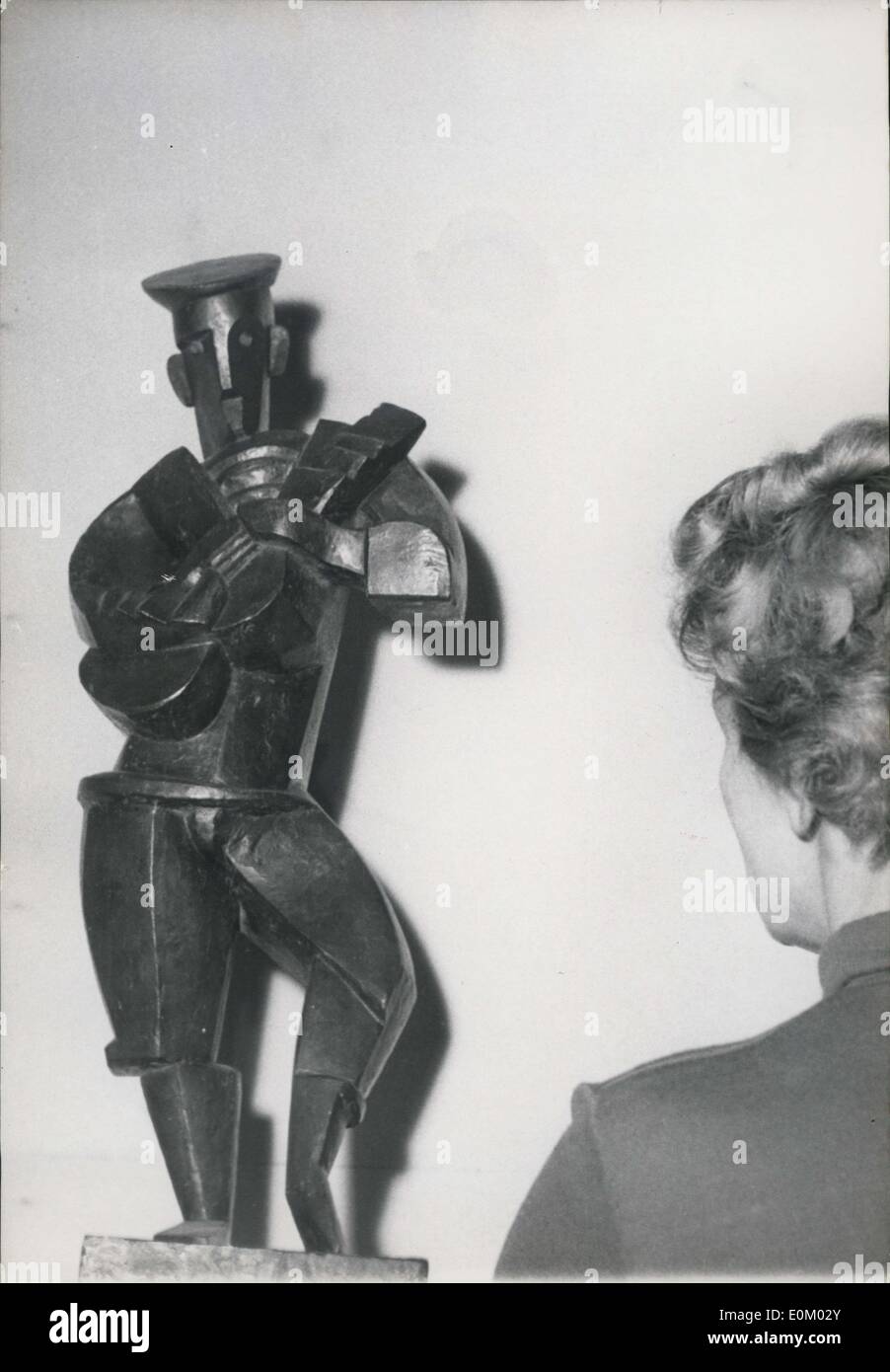 Feb. 02, 1953 - Cubism Revived at a Paris Art Exhibition one of the Strange looking figures that can be seen at the retrospective Cubist Exhibition now being held at the Museum of Modern arts, Paris. Stock Photo