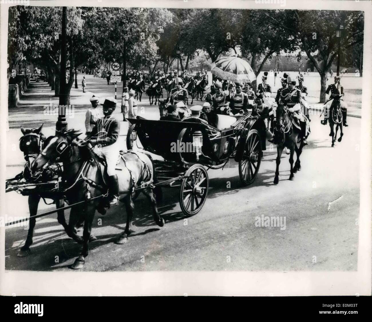 Feb. 02, 1953 - President Of India Opens Parliament. Photo shows The scene as the President of India, Dr. Rajendra Prasad arriving in state for the opening of the Third Session of Parliament in New Delhi. Stock Photo