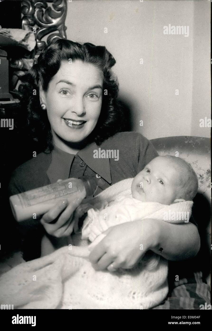 Feb. 02, 1953 - Every smile the baby gives is for me.: Lovely film star Patricia Roc photographed with her seven-week old son Pete in her Paris home. Pat is married to French photographer Andre Thomas now filming in India. She is looking after the baby herself, won't have a nunny in the house. ''It is worth all the trouble, she says, because every smile the baby gives is for me. Stock Photo