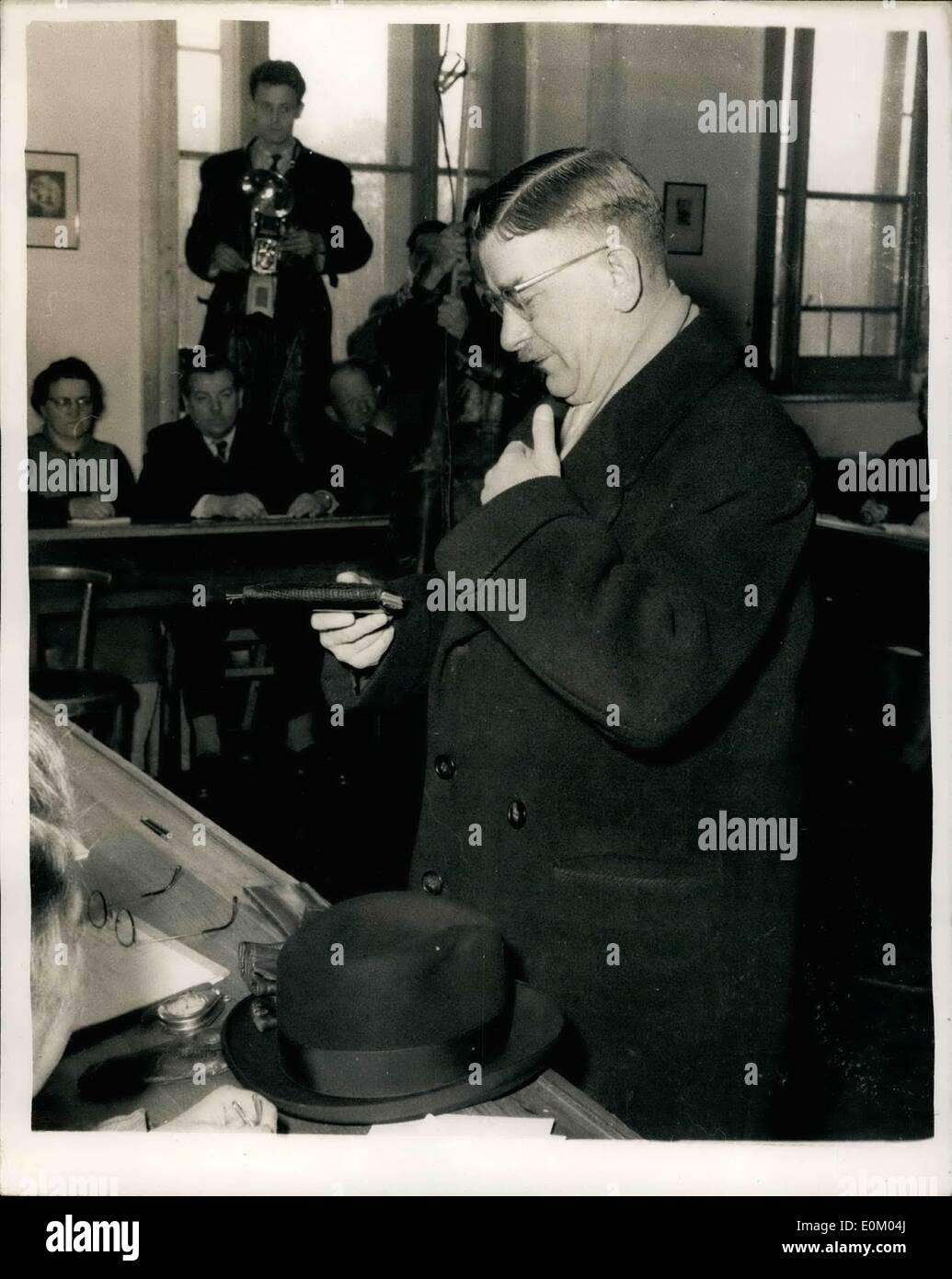 February 2, 1953, Vienna, Austria: Catholic win by photo-finnish In Austran elections in 1953. Chancellor LEOPOLD FIGL casts his vote in Vienna. The Catholic-Conservative People's Party won the Austrian General election by One seat over the Socialists 974 to 73, with League, Independents (Neo-Nazi) 14 and the People's Opposition (Communist) 4. Stock Photo