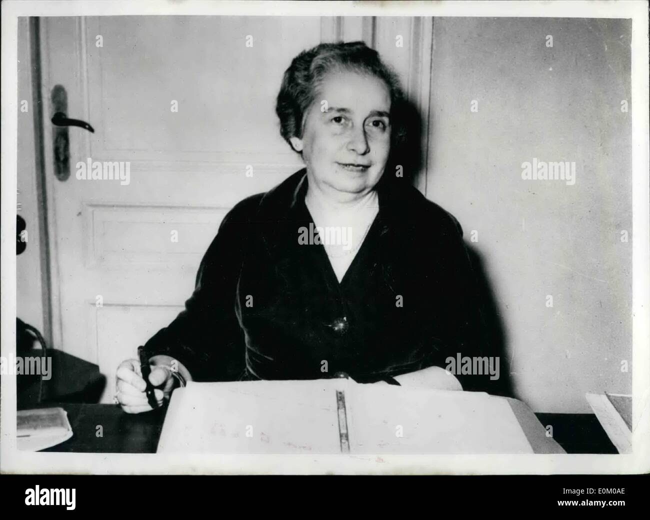 Jan. 01, 1953 - The first woman deputy in Greece. Mrs. Eleni Skouras successful in Salonika elections.: Mrs. Eleni Skouras, a lawyer, who was successful on Sunday in the Salonika by election is the first Greek woman to become a member of Parliament. She belongs to the Greek Rally, the Government Party, and had a small majority over the next Candidate, the chairman of the extreme left-wing party, E.D.A. The Greek Rally, Government Party is under the control of Marshall Papagos. Photo shows Mrs. Eleni Skouras the first Greek Woman Deputy after he election. Stock Photo