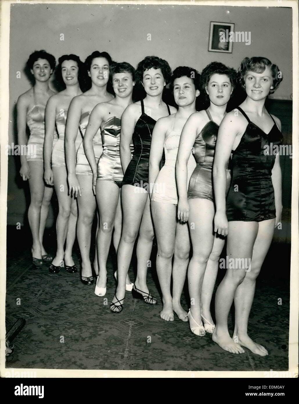 Jan. 01, 1953 - ''Miss Junior South East Great Britain'' retains her title. Athletes all of them. Seventeen year old Brenda Armitage of Hanwell, this afternoon successfully retained her title Miss Junior South East Great Britain'' title - for an all-around athlete - at Brander House Drill Hall, Wandsworth Stock Photo