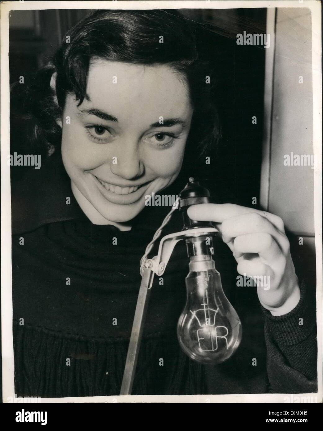 Jan. 01, 1953 - Award winning coronation souvenirs on show. The ''E.R.'' Electric light bulb.: Coronation souvenirs selected by Stock Photo