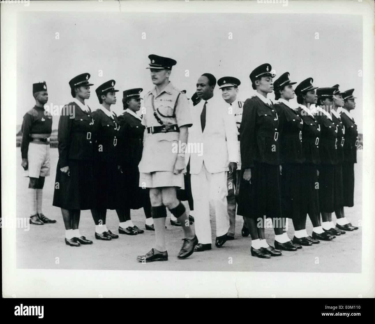 Jan. 01, 1953 - Africa Has Policewomen: The additional of 12 women to the Gold Coast Police Force-the first Policewomen to be trained for duty in West Africa-is an example of how a once-backward Colony advances with British cooperation. To make sure of building a police force in keeping with the needs of a modern State, the Government of the Cold Coast called on London's Police Commissioner to give a hand in its organization and training. Photo shows. The Prime Minister of the Gold Coast, Dr Stock Photo