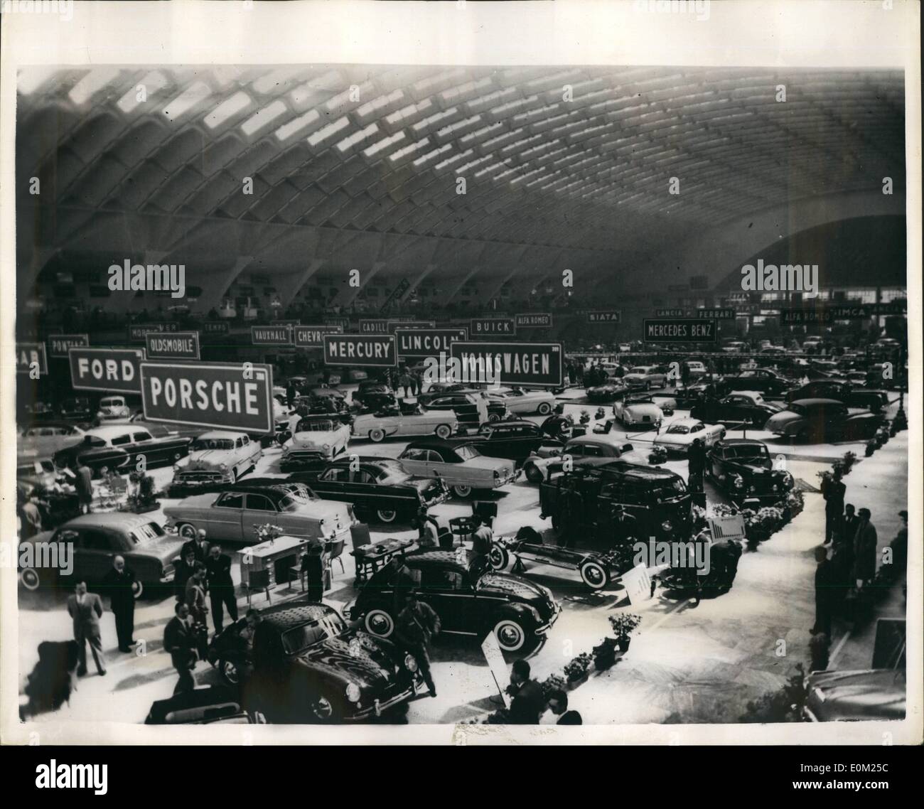 Apr. 04, 1953 - International Motor show at Turin: Photo shows General view of the Motor Show which opened recently at Turin, Italy. Many foreign and Italian cars were exhibited. Stock Photo