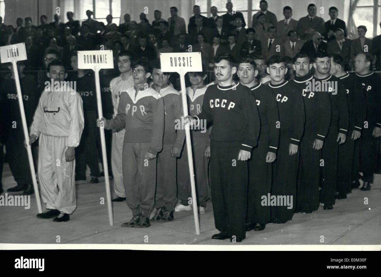 Apr. 17, 1953 - Greco-Roman Wrestlers at World Championships Stock Photo