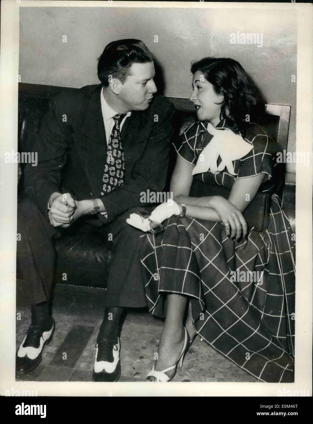 Jun. 08, 1953 - Sheppard King III get reconciliation Sheppard Abdullah King  millionaire, who changed his named to  honour of his wedding to Egyptian dan Gamal, arrived in Cairo to Egyptian danc a reconciliation with his wife. He left by immediately after succeeding. Photo shows Sheppard King, seen with his wife, Samia, when they met in Cairo recently. Stock Photo