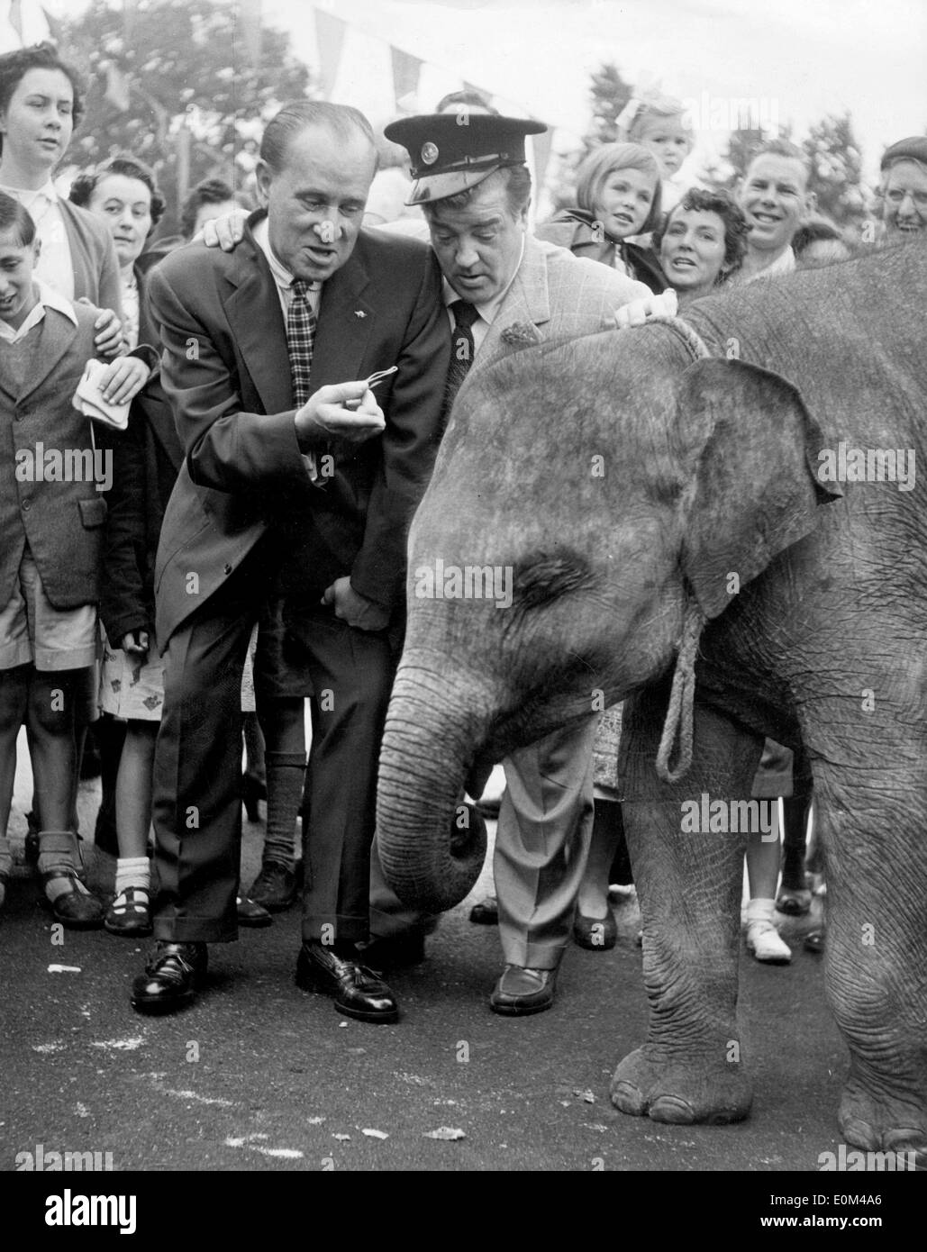 Lou Costello and Bud Abbott perform at zoo Stock Photo