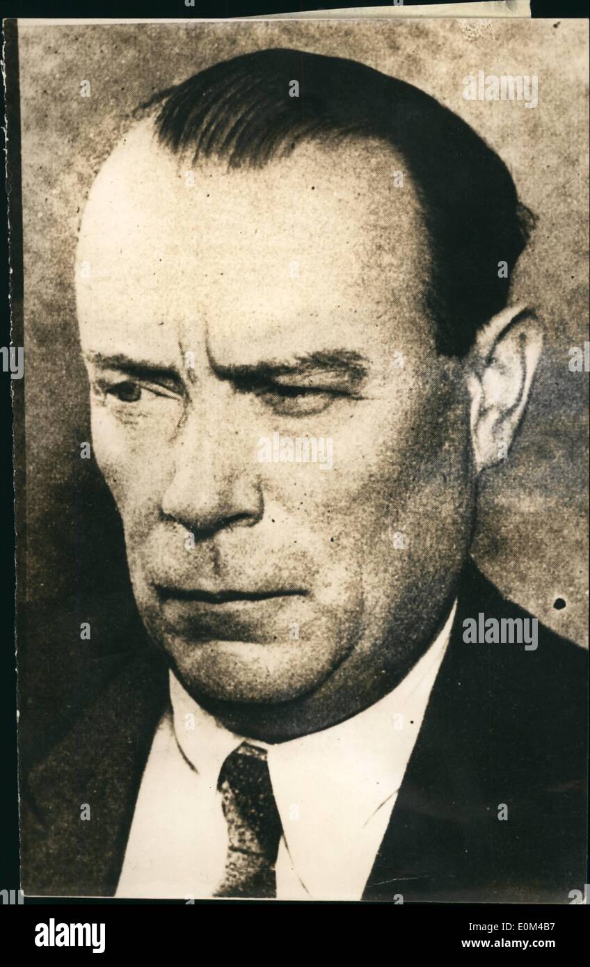 Jul. 25, 1953 - Zaisser removed from his office; UP released a sensational report aired by the American Network, last night, 11.55 hours: Wilhelm Zaisser, one of Germany's Red Rosses in the Soviet Zone, State Minister Public Security and Political Supervision, has been removed from his office. Zaisser's Intelligence Department with of agents has been deactivated, and all state employees been taken over by the Ministry of Interior. Political in Bonn assume that he ''has not yet been killed - politically. Photo Shows A recent portrait of Wilhelm Zaisser. Stock Photo
