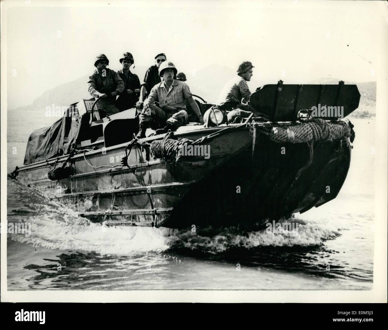 Jul. 07, 1953 - Large Scale N.A.T.O. Amphibious exercises ''Black Wave'' in Northern Greece: The large scale N.A.T.O. amphibious combined exercises ''Black Wave'' has just been completed in Northern Greece, under the personal supervision of General Wyman, commander of Ismyrne Allied H.Q. as well as Chiefs of Greece, Turkey and Italy National Defence General Staffs. Greek, United States, Turkish and Italian Air Force United took part as well as one Greek Infantry Division, a Greek Raiding Force Batallion, a U.S. Marine Bn. and the U.S. 6th Fleet Stock Photo