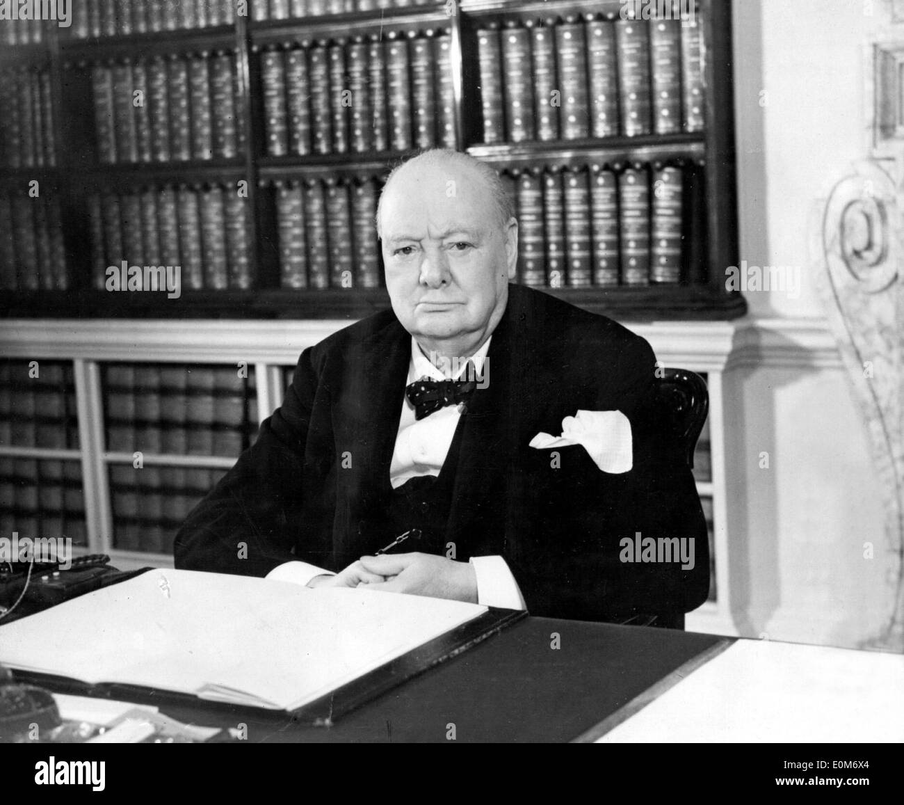 Prime Minister Sir Winston Churchill in his office Stock Photo