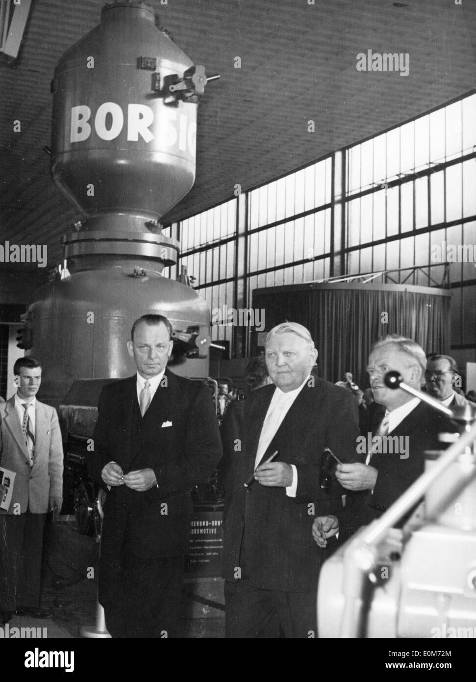 Ludwig Erhard visiting an industries exhibit in Berlin Stock Photo