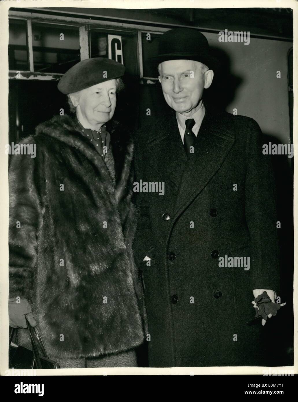 Nov. 24, 1953 - 24-11-53 Count and Countess Reventlow leave for Denmark. The Danish Ambassador, Count Reventlow, and Countess Reventlow left this morning on a visit to Denmark, to celebrate the Count's 70th birthday. They will be returning to London before the Ambassador retires in December. Keystone Photo Shows: Count and Countess Reventlow see as they left Liverpool Street Station this morning. Stock Photo