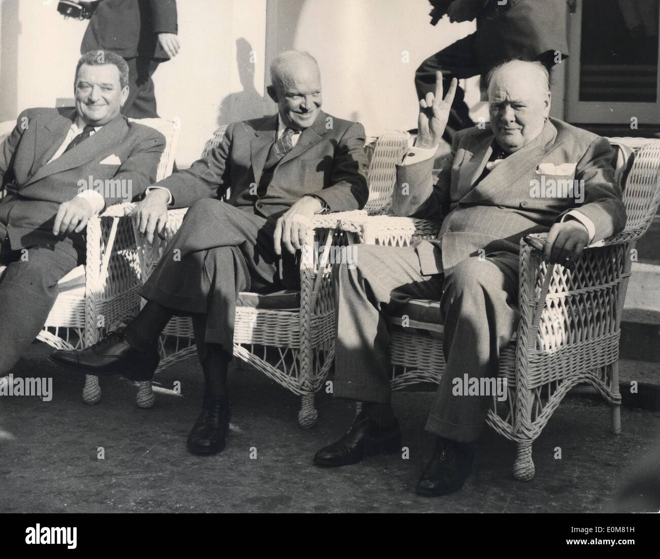 President Eisenhower, Joseph Laniel, Winston Churchill Stock Photo