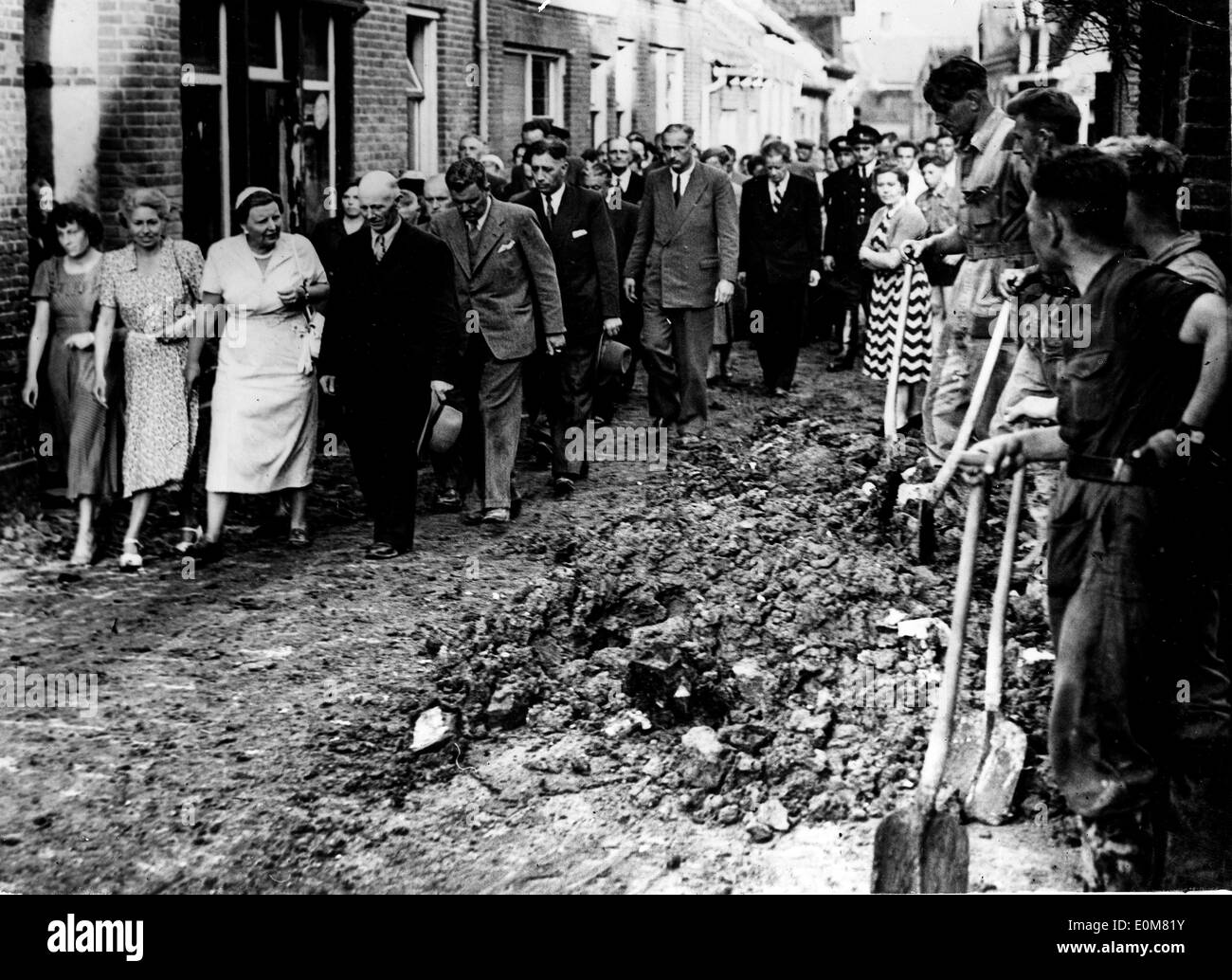 Queen Juliana visits area of flood Stock Photo