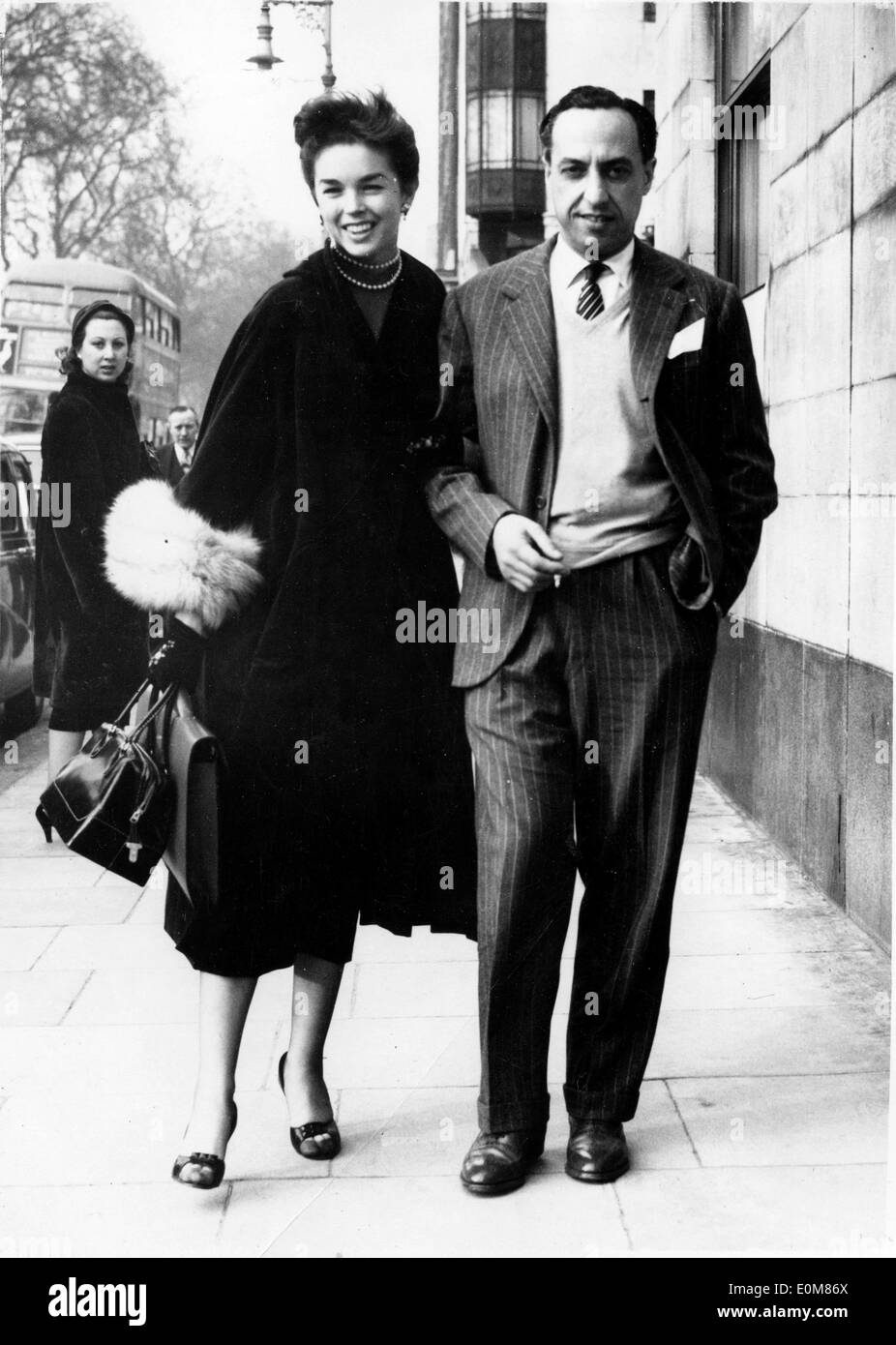 Actress Dawn Addams walking with Prince Vittorio Massimo Stock Photo