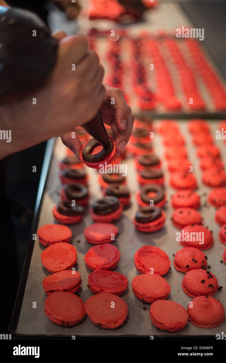 Patisserie Madeleine, with their famous macaroons and cakes, in Edinburgh, Scotland. Stock Photo