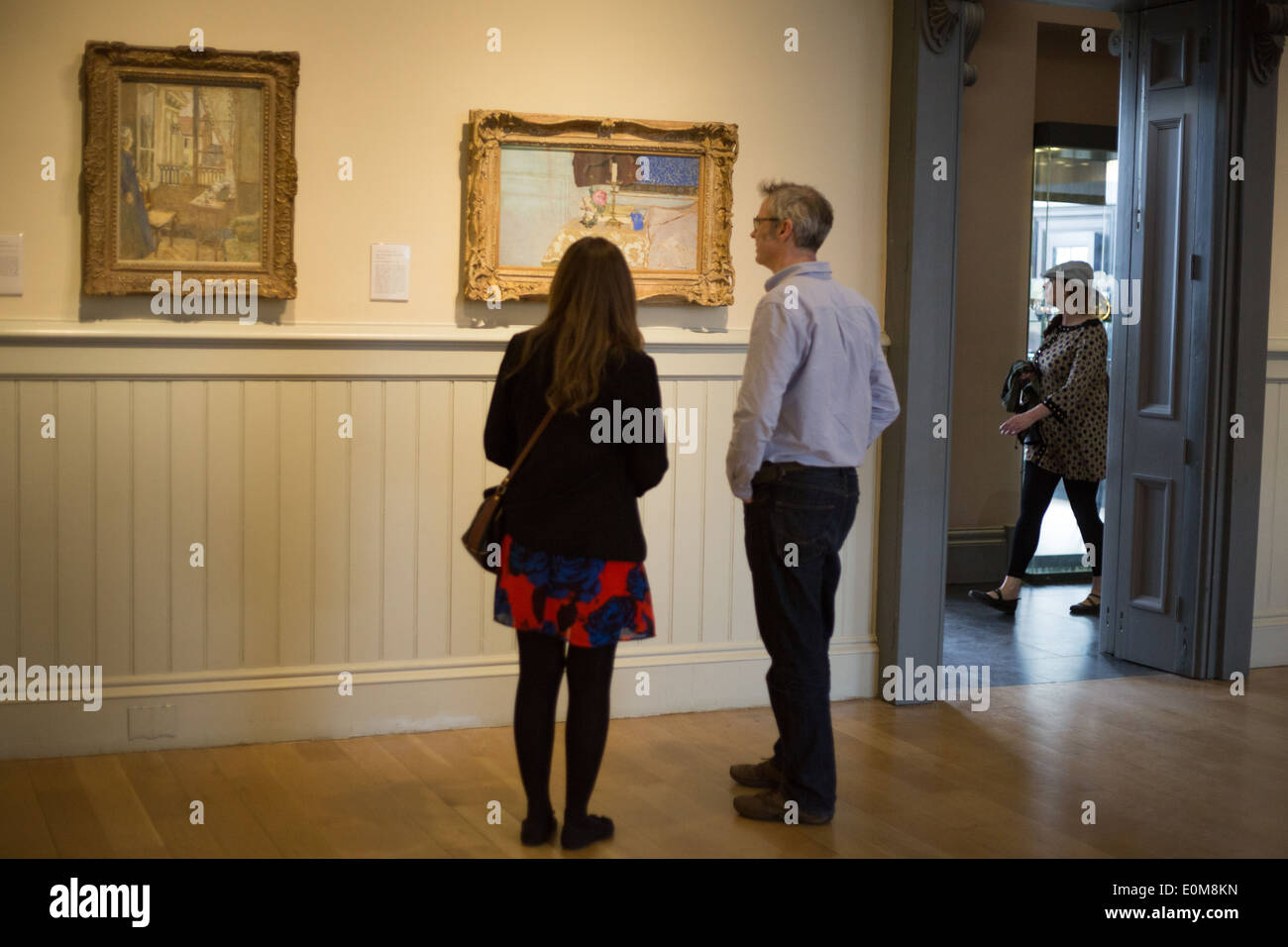 Scottish National Gallery of Modern Art, with people looking at paintings by Edouard Vuillard, in Edinburgh, Scotland Stock Photo