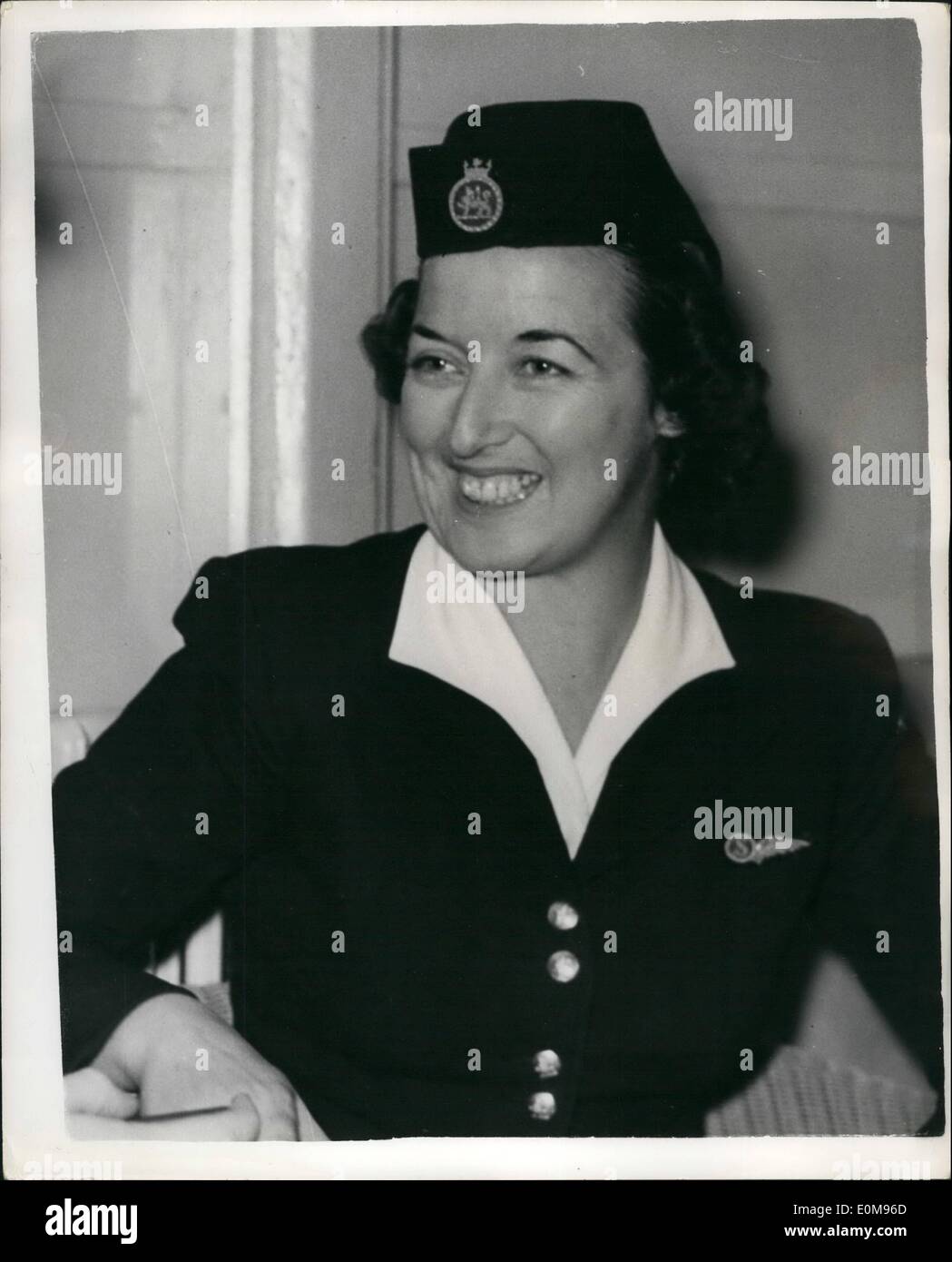 Apr. 04, 1954 - The Pair who helped Mrs. Petrov. Russians granted Asylum in Australia.: Among the people landing at London Airport yesterday were Air Hostess Miss Joyce Bull and aircraft Captain John Davys. They were in the machine which flew Mrs. Petrov from Sydney to Darwin - when Mrs. Petrov - who was being almpat forcibly taken from Australia- to Moscow - asked to be allowed to stay in Australia - after her husband had been given political asylum. Following the granting of asylum to the couple Russia has broken off diplomatic relations with Australia Stock Photo