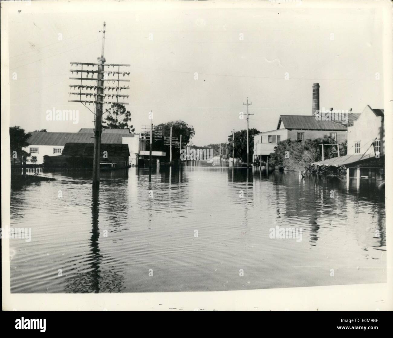 Mar. 03, 1954 - Vast Flood Damage In New South Wales. The Main Street Of Broadwater. Photo shows View of the flooded mainstreet Stock Photo