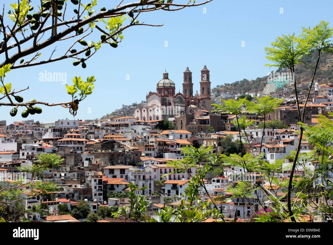The Church of Santa Prisca seen from the other side of the town, Taxco ...