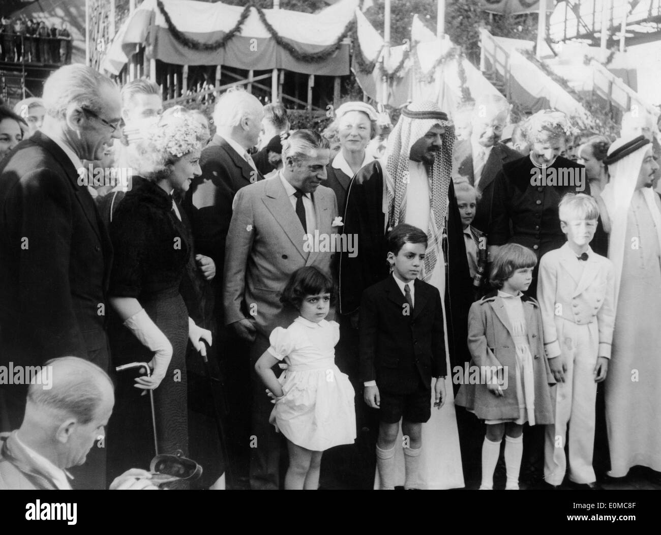 Aristotle Onassis with guests at King Saud I naming ceremony Stock Photo