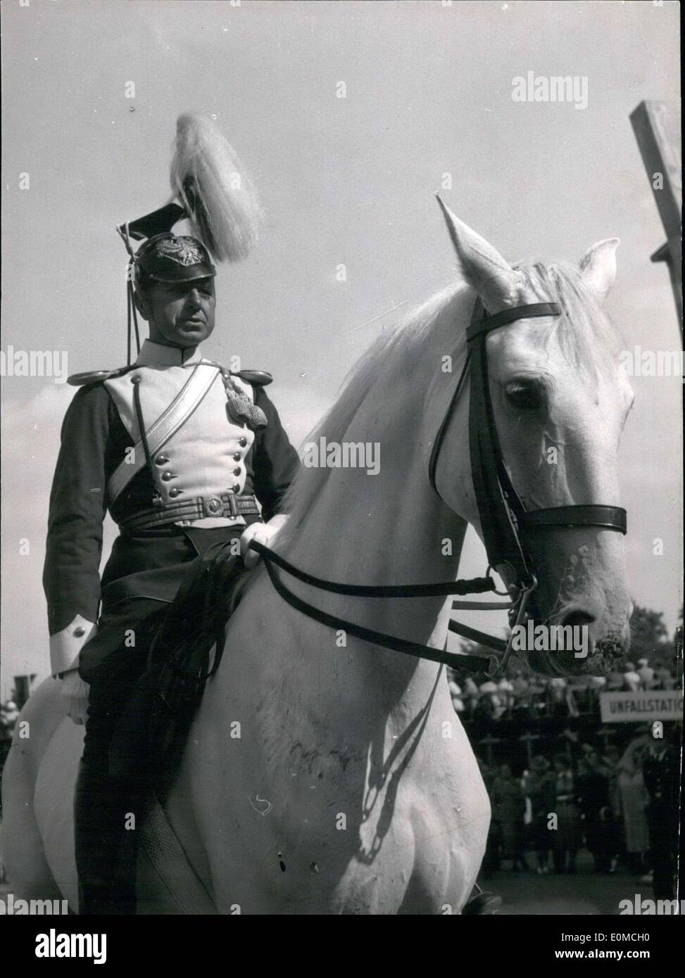 Jun. 27, 1954 - Pictured is a policeman at the Hamburg Police Sports Festival. He is wearing an old Uhlan uniform. It dates back to before World War I. Stock Photo