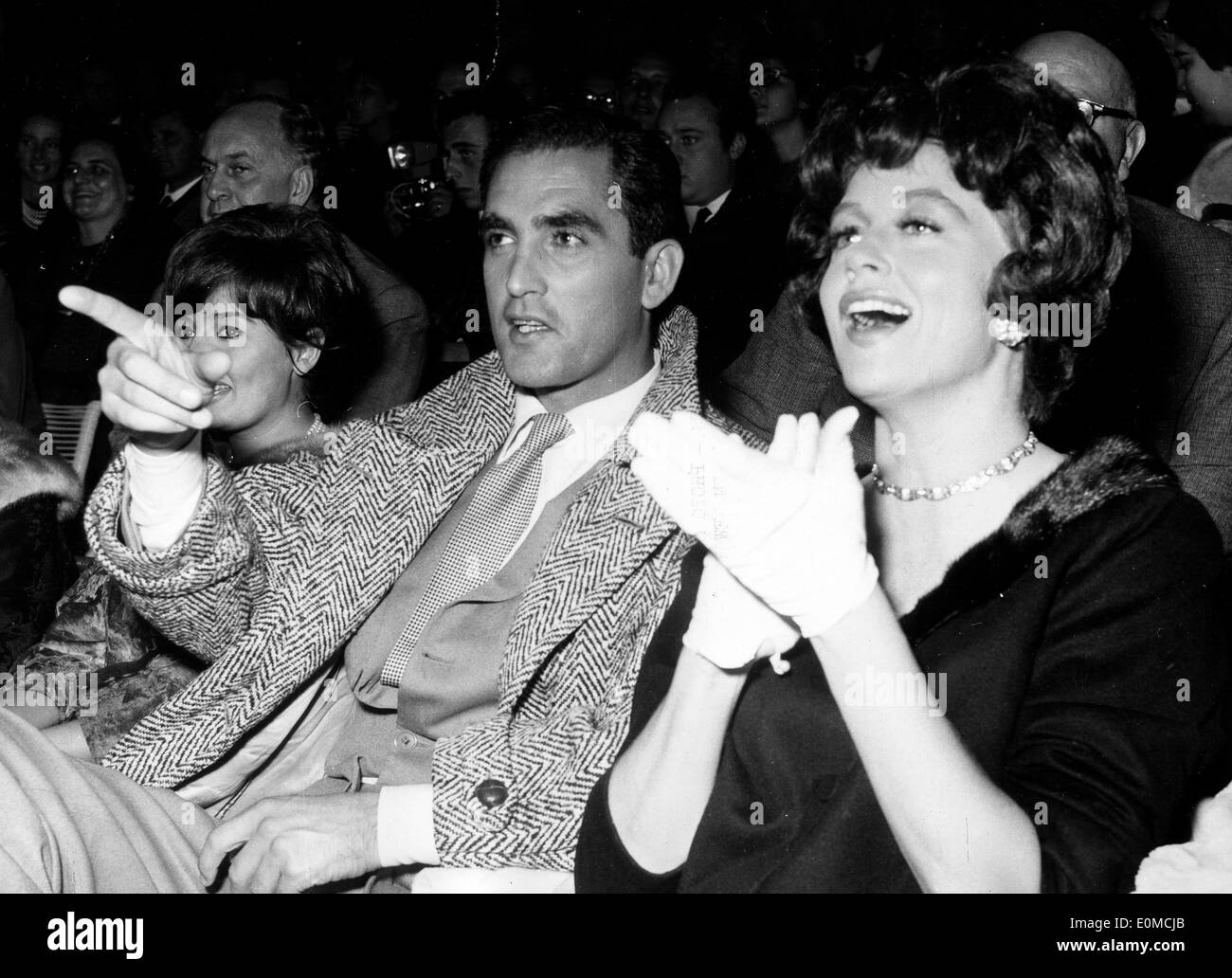 Actors Jacques Bergerac and Dorothy Malone at circus Stock Photo