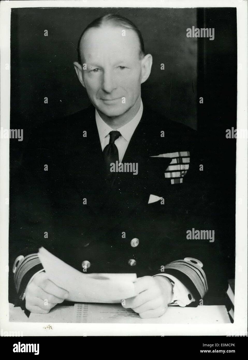 Sep. 06, 1954 - Admiral Sir Guy Grantham K.C.B. To Succeed Admiral Earl Mountbatten - commander In Chief Mediterranean: It has been announced that Admiral Sir Guy Granthan K.C.B., C.B.E. D.S.O., D.S.C., is to succeed Admiral the Earl Mountabatten of Burma, as commander in chief Mediterranean station, and commander in chief allied forces, Mediterranean. Photo shows Admiral Sir Guy Grantham K.C.B., C.B.E.., D.S.O., D.S.C. Stock Photo