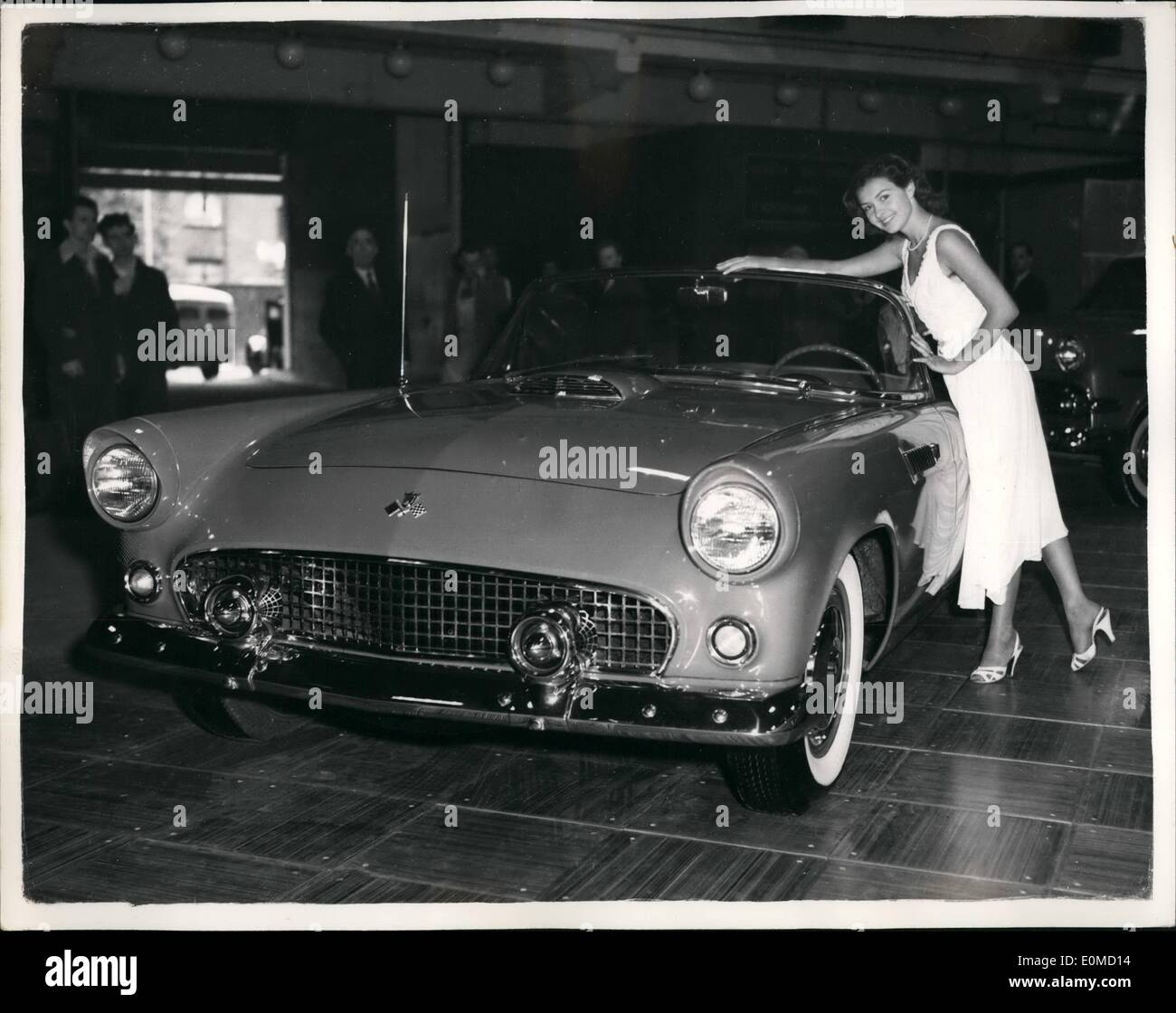 Oct. 10, 1954 - Pre-View of International Motor Show... ''Miss World 1953'' - With The Ford ''Thunderbird''..  Photo Sho Stock Photo