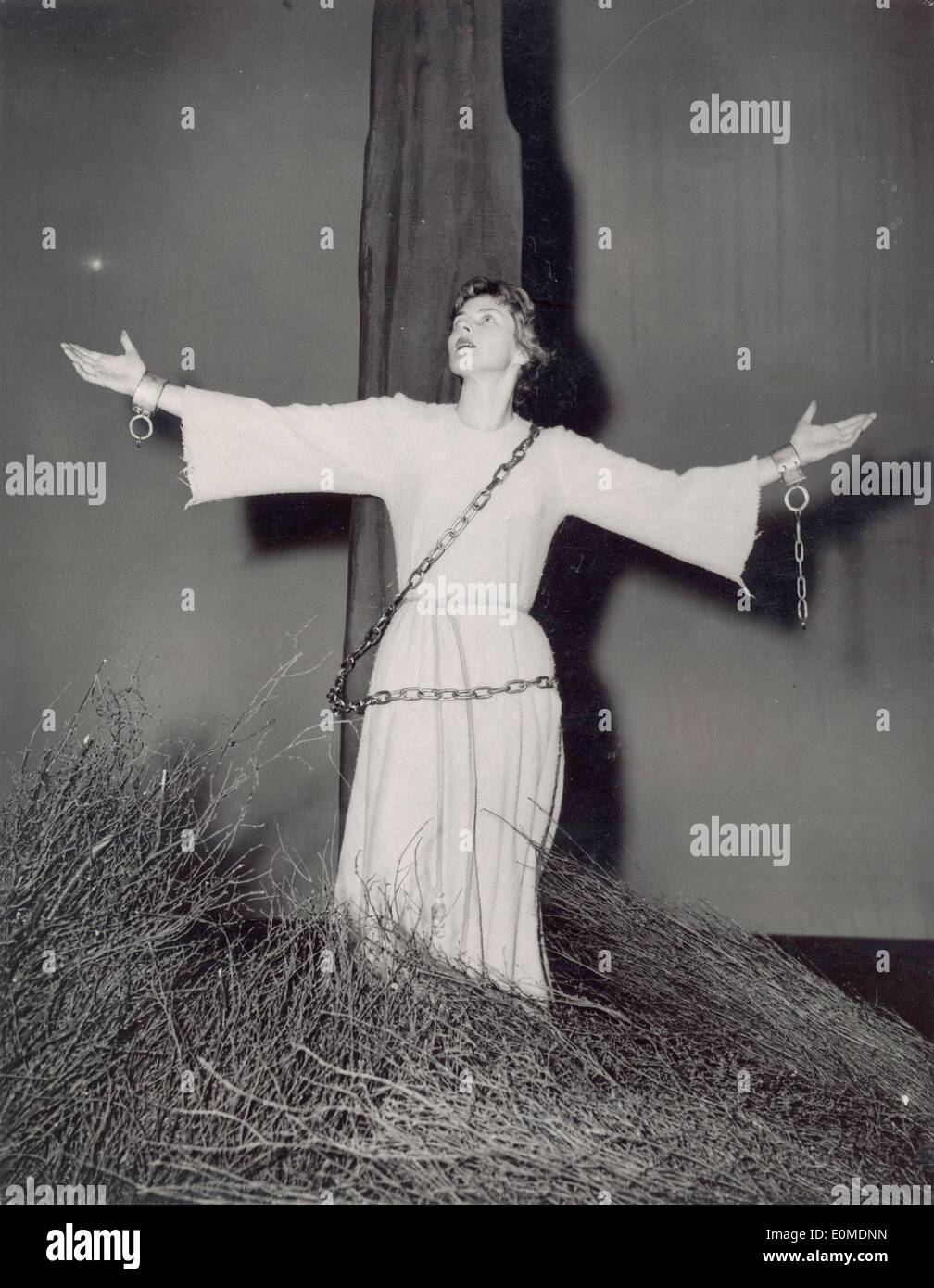 Ingrid Bergman at dress rehearsal of 'Joan of Arc' Stock Photo