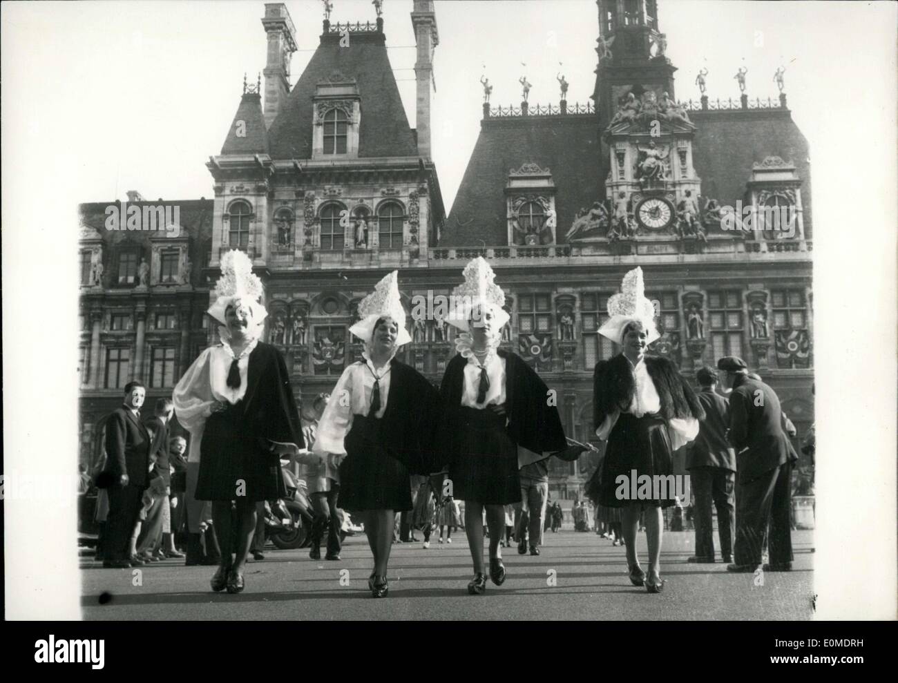 Oct. 31, 1954 - Folklore Parade at the Hotel de Ville Stock Photo