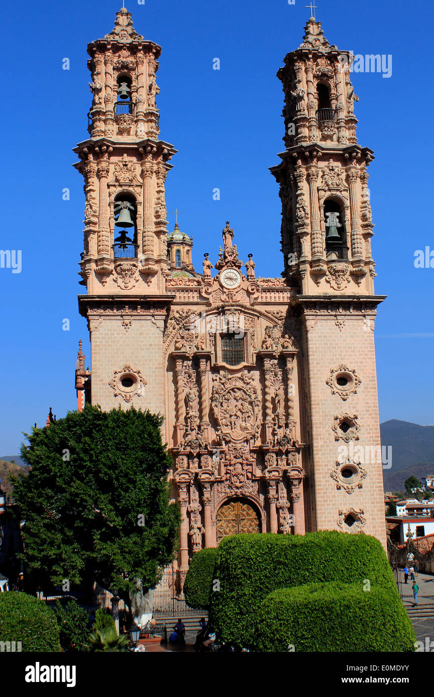 The Church of Santa Prisca, Taxco's most famous landmark, Taxco, Guerrero, Mexico Stock Photo