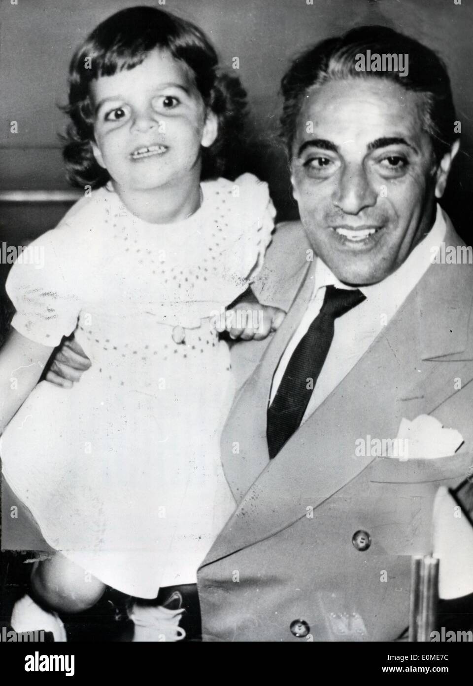 Aristotle Onassis holding his daughter Christina Stock Photo