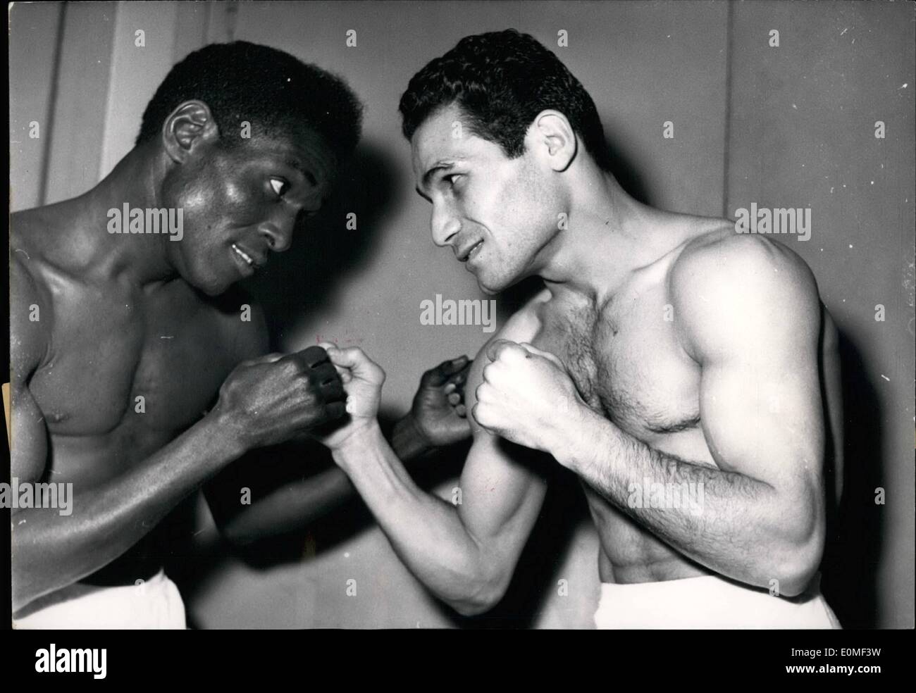 Dec. 12, 1954 - Robert Cohen Versus Ankarah in Paris Tonight.: The two men who will fight (not for the title) at the Palais des Stock Photo