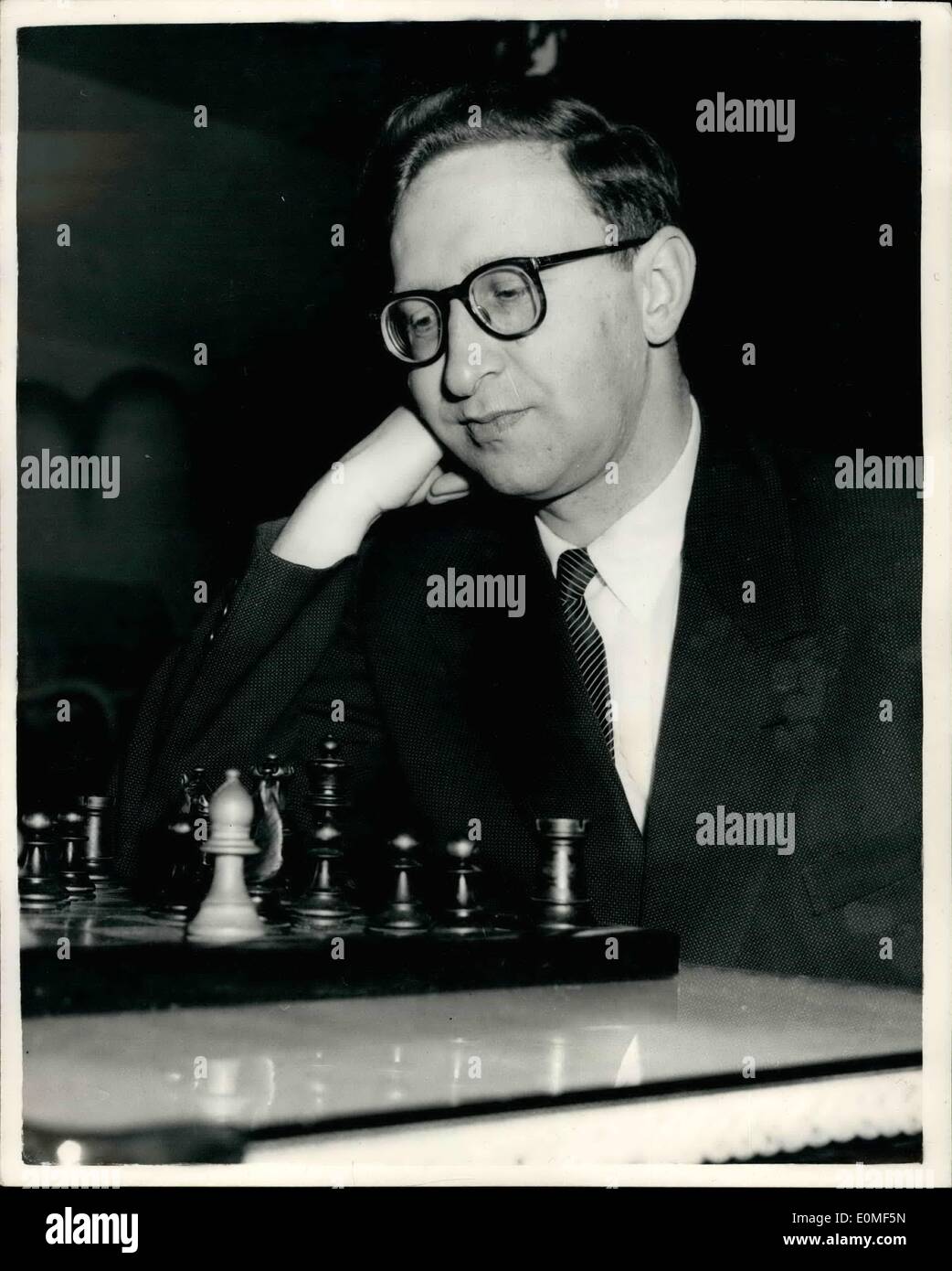 Dec. 12, 1954 - Opening of the Hastings International Chess Tournament . the player from Soviet Russia:Competitors from all parts of the world care taking part in the International Chess Tournament which opened at the Hasting Pavilion today. Photo Show Vasily Smyslov one of the Soviet Competitors Man at Hasting today. Stock Photo