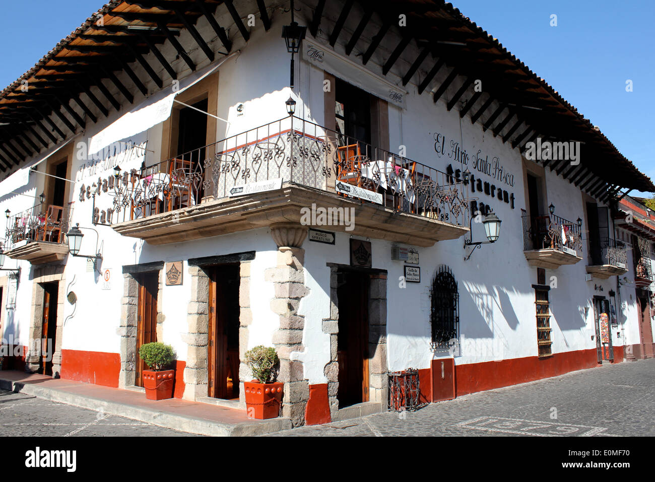 Typical restaurant in the main square in Taxco, Guerrero, Mexico Stock Photo