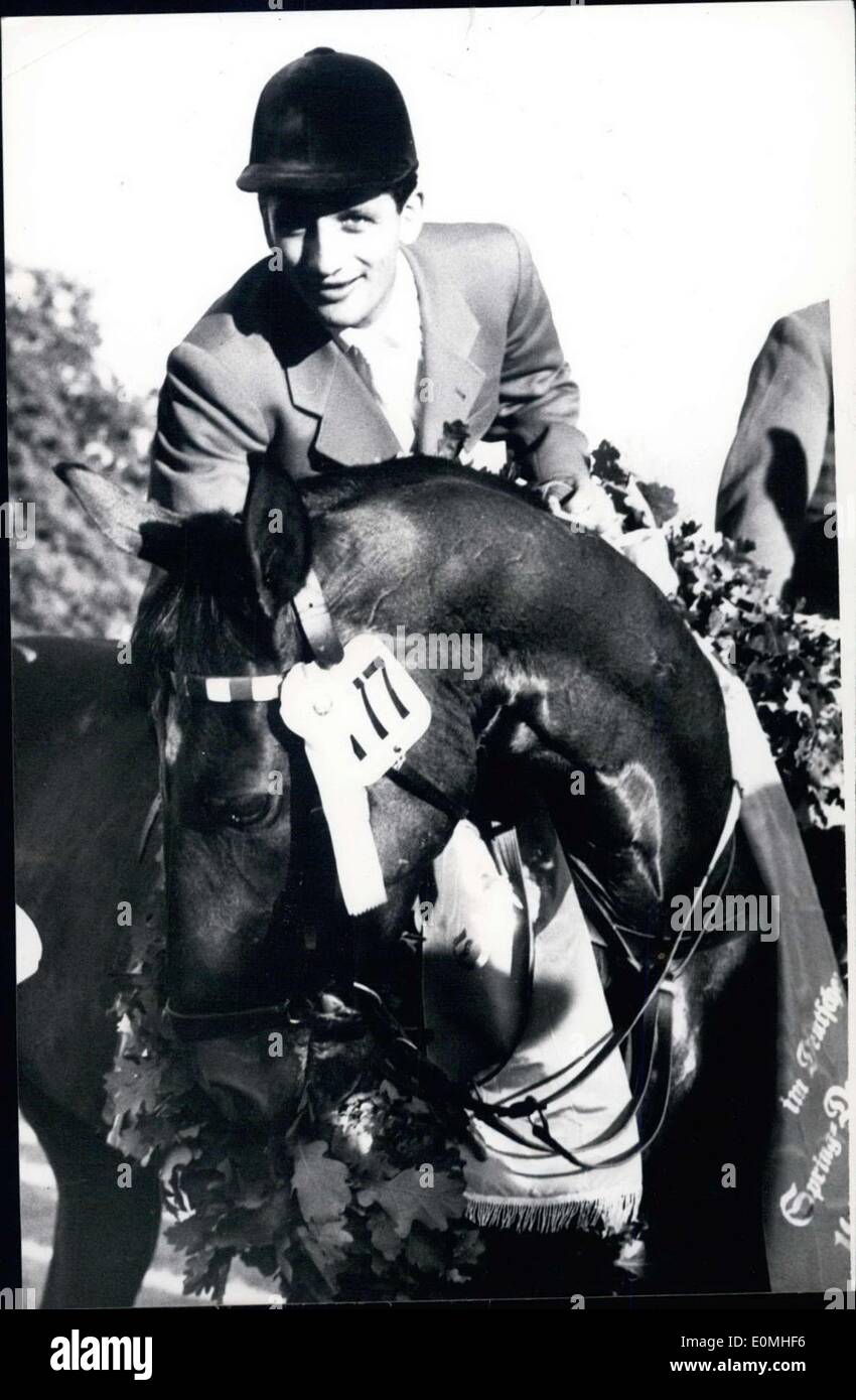 Jul. 17, 1955 - Rider H.G. Winkler wins German Derby in Hamburg. Stock Photo