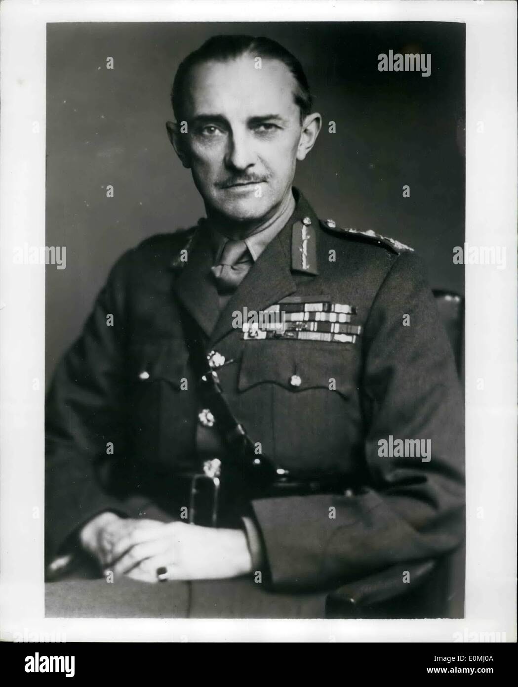 Jun. 06, 1955 - To Rise In The Fall: Britain recently announced promotions for a top soldier and sailor. Photo shows General Sir Gerald Templer who in November will be Britain's top soldier, Chief of the Imperial General Staff. Now 57, in 1942 General Templer, at the age of 44, became the youngest Lt. General in the British Army. After the war he was made Director for Civil Affairs, Military Government, in occupied Germany and in 1946 became Director of Military Intelligence at the War Office, London Stock Photo