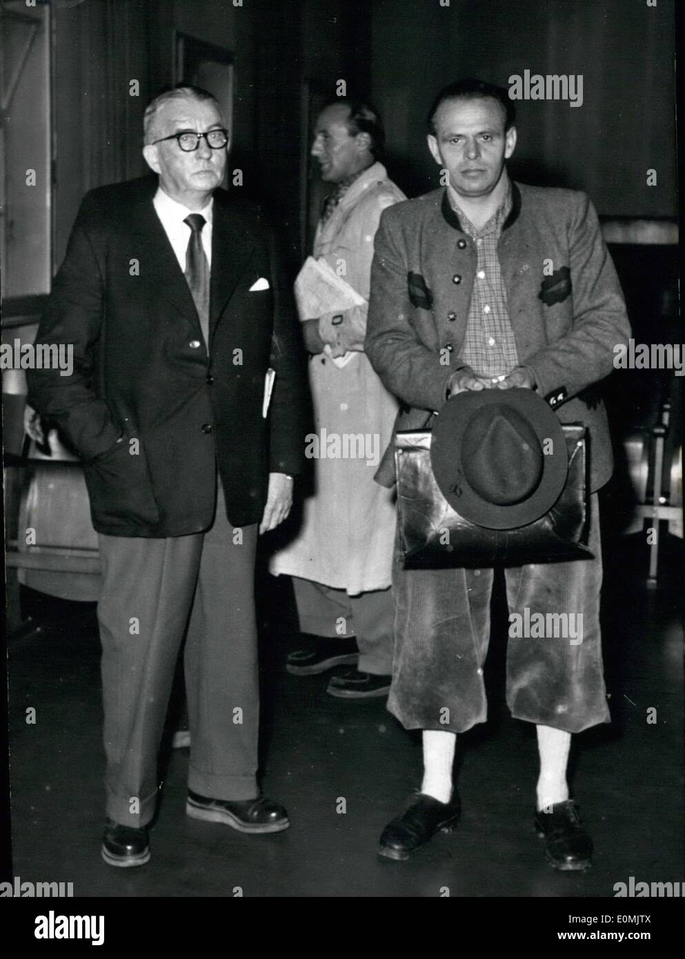 Sep. 09, 1955 - Two new witnesses against Huppenkothen during the trial against some SS-Guards. Dr. Fischer and Johann Geisenberger. Stock Photo